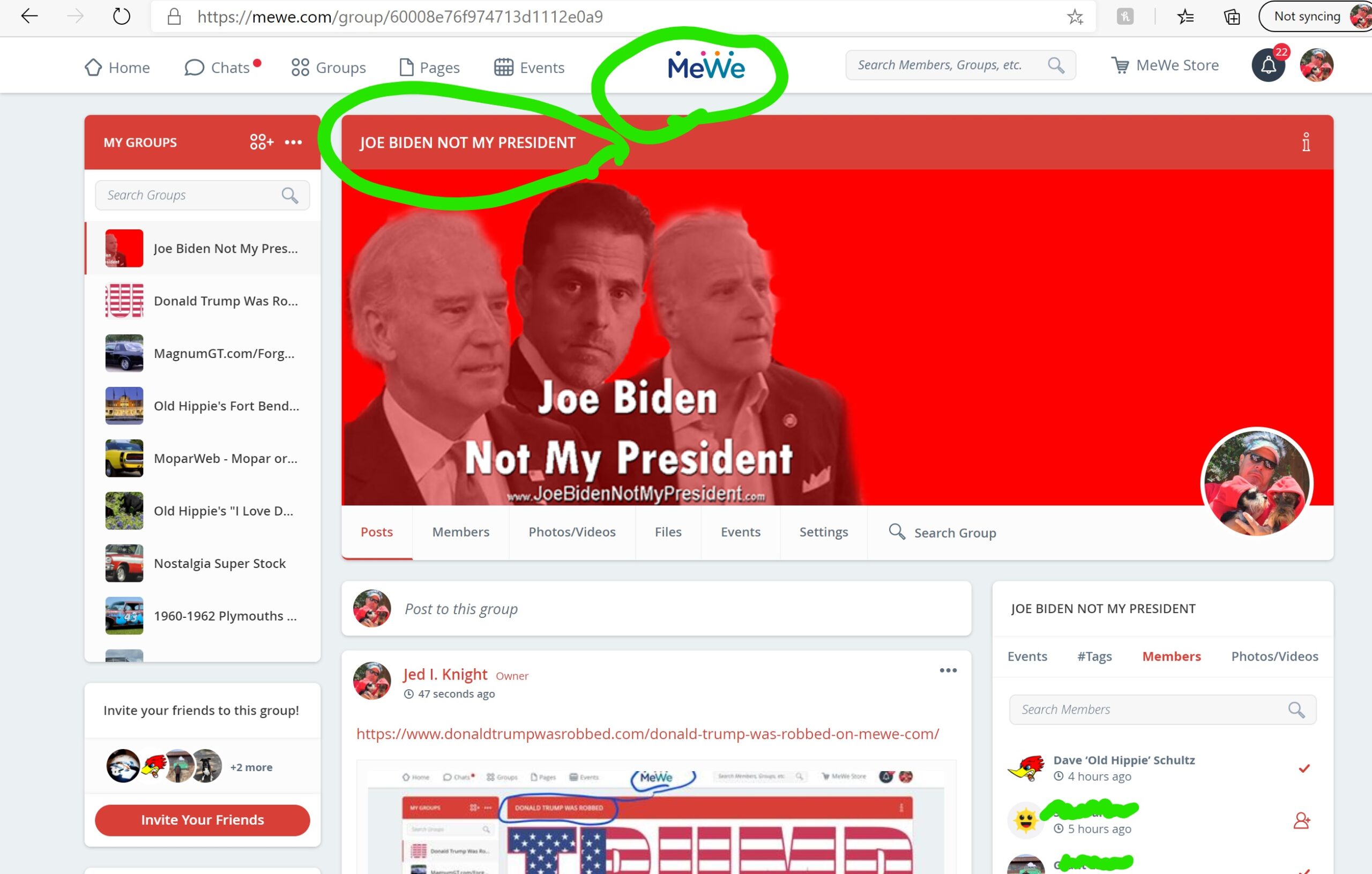 Joe Biden Not My President on MeWe.com