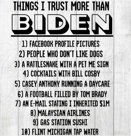 Things I Trust More Than Joe Biden